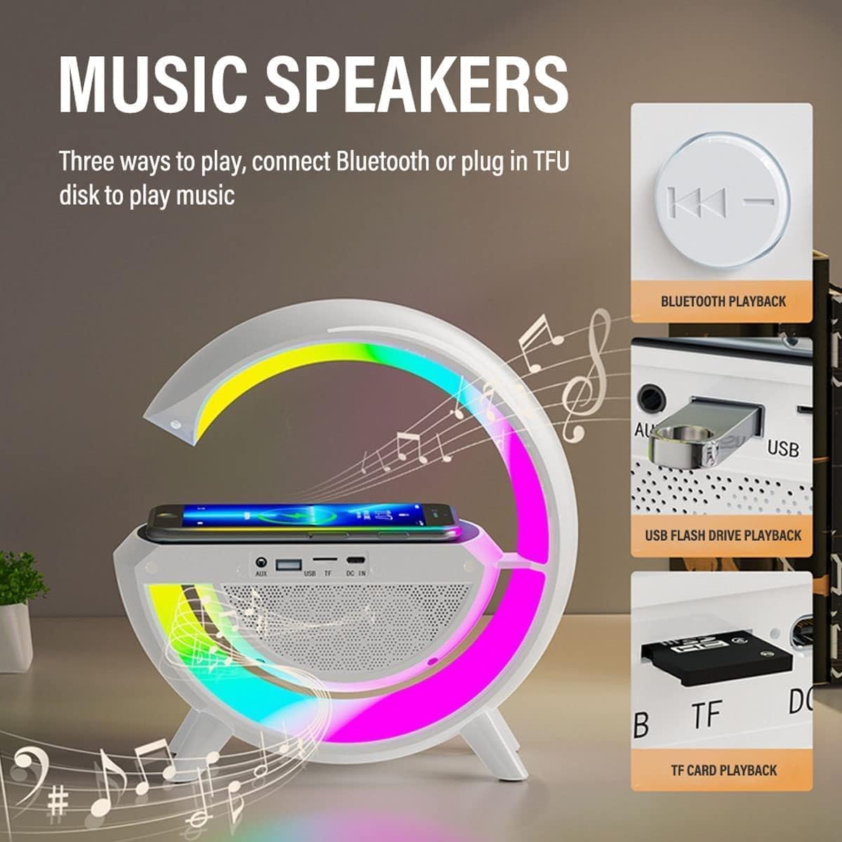 LED Wireless Charging Speaker (G-Shape)