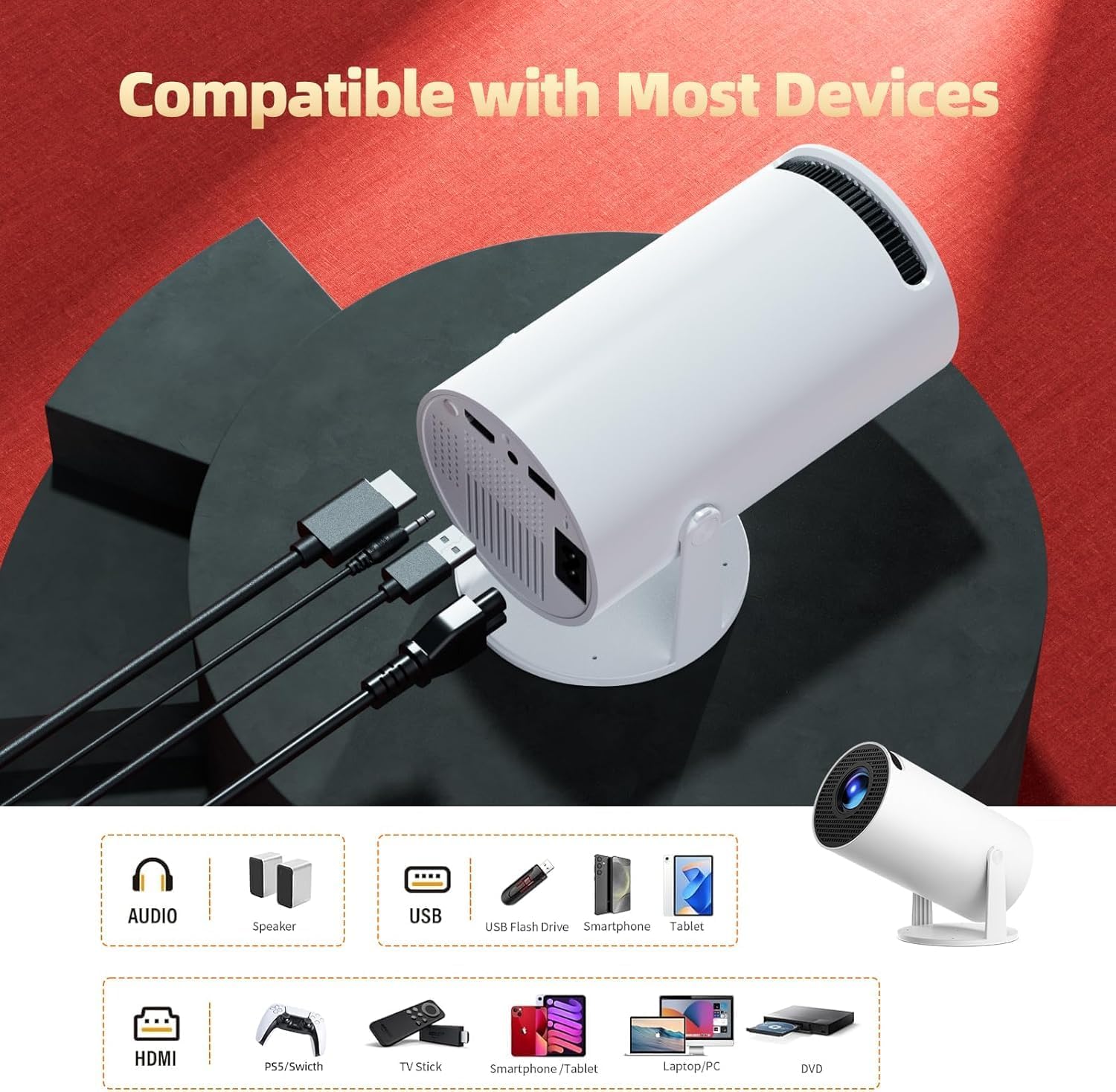 Potable HY300 Ultra HD Projector