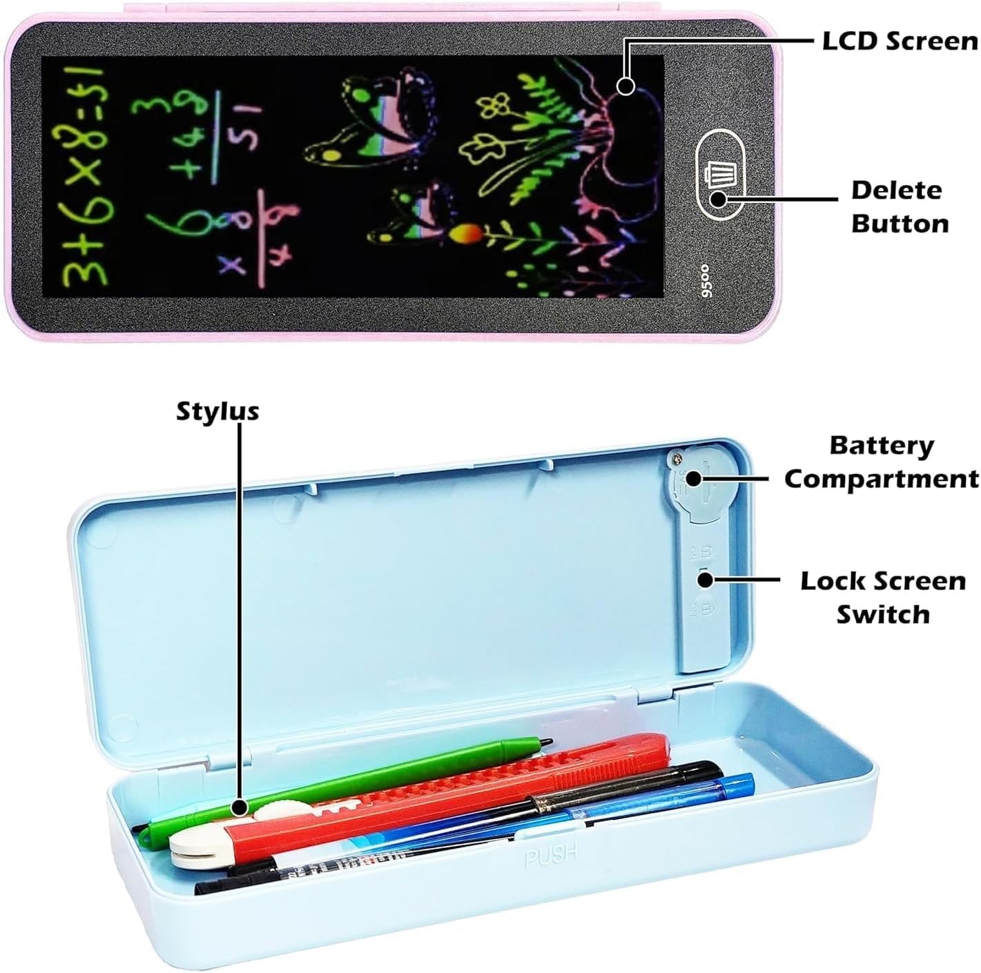 2-in-1 LCD Writing Tablet Pencil Case