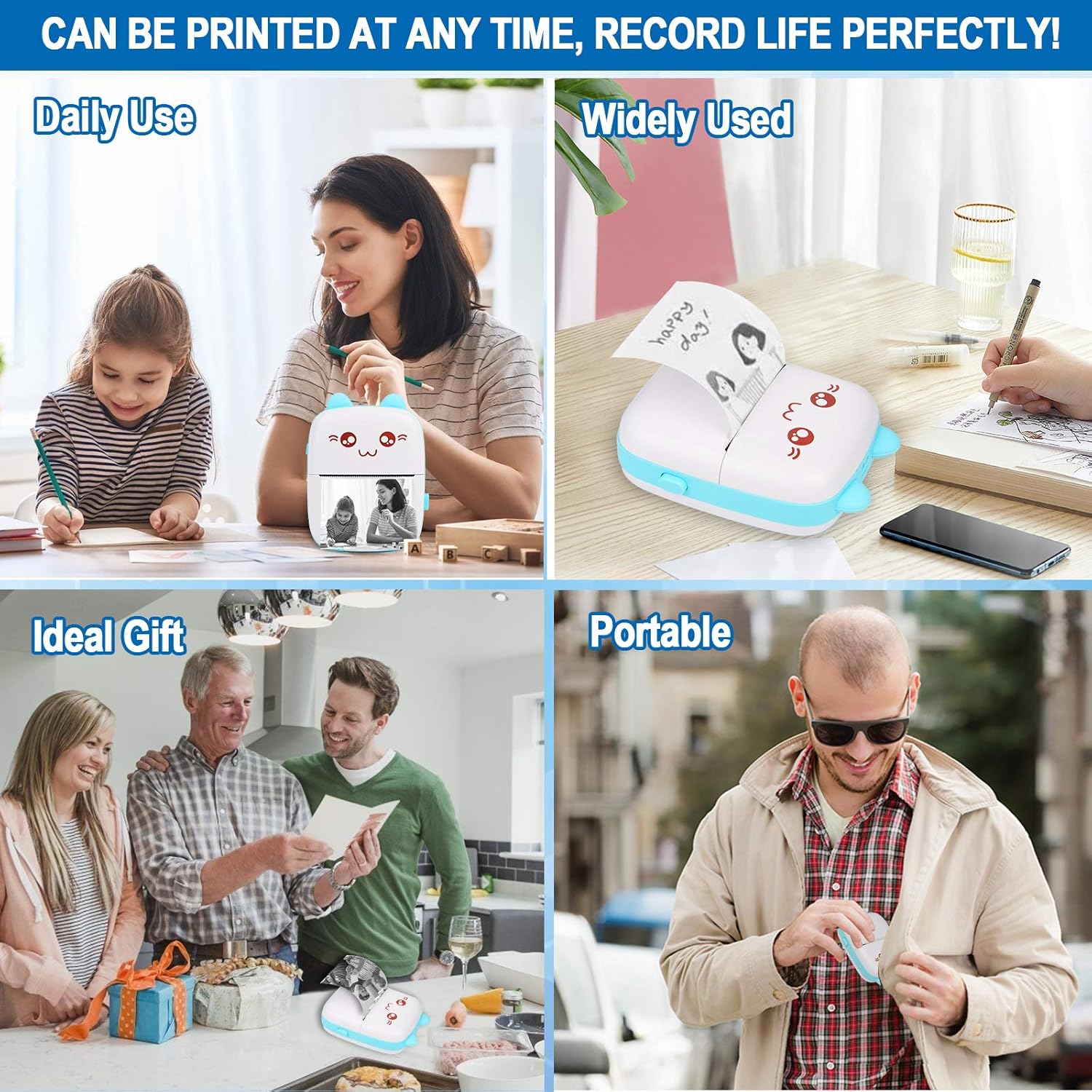 Portable Mini Pocket Printer BT ( Black& Whte)