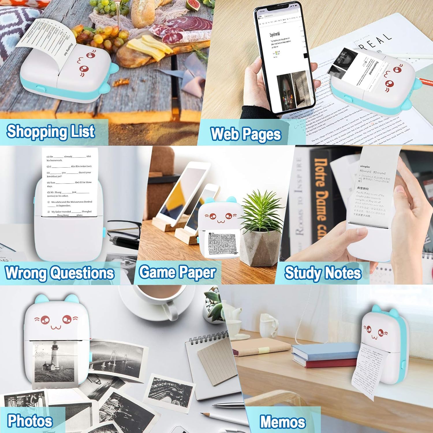 Portable Mini Pocket Printer BT ( Black& Whte)